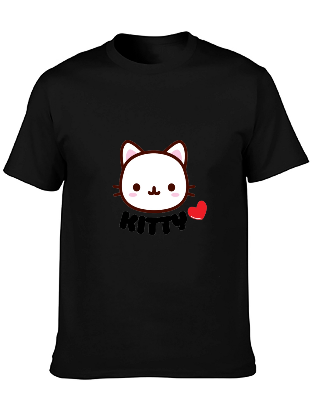 Cute Kitty T-Shirt - Black Cotton Tee