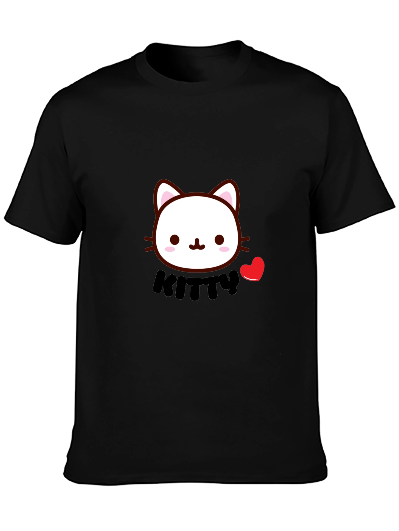 Cute Kitty T-Shirt - Black Cotton Tee