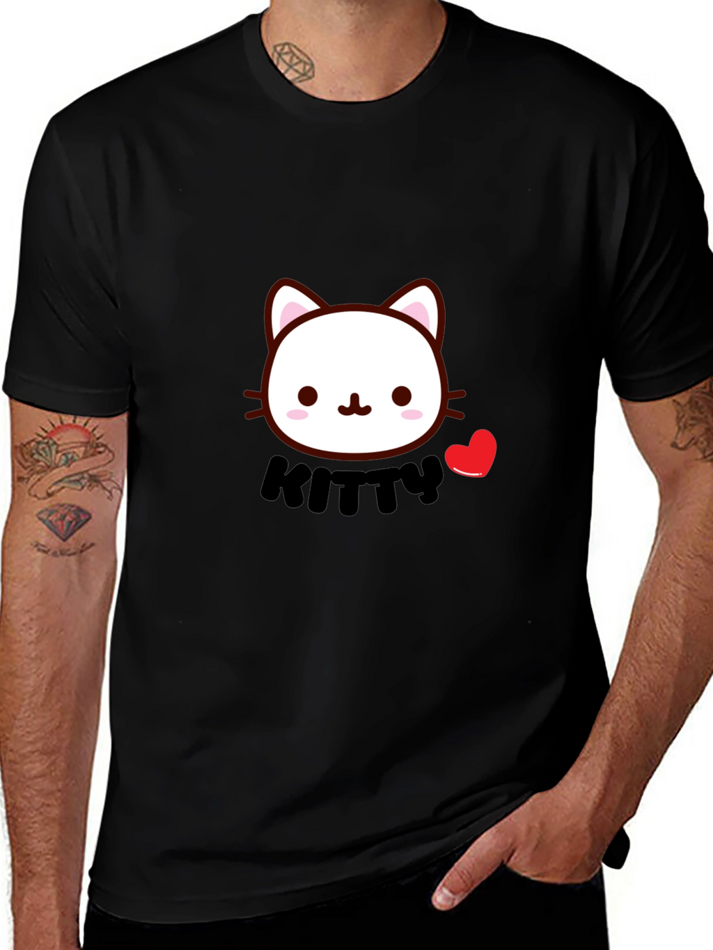 Cute Kitty T-Shirt - Black Cotton Tee