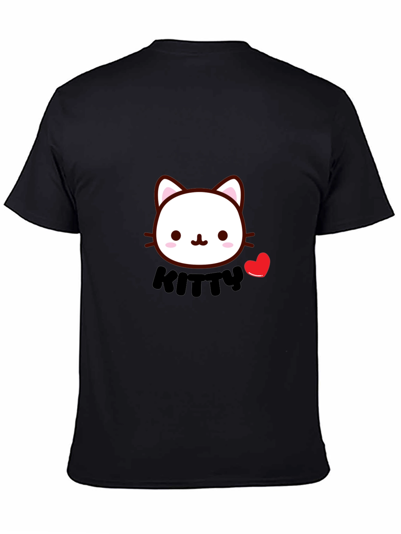 Cute Kitty T-Shirt - Black Cotton Tee