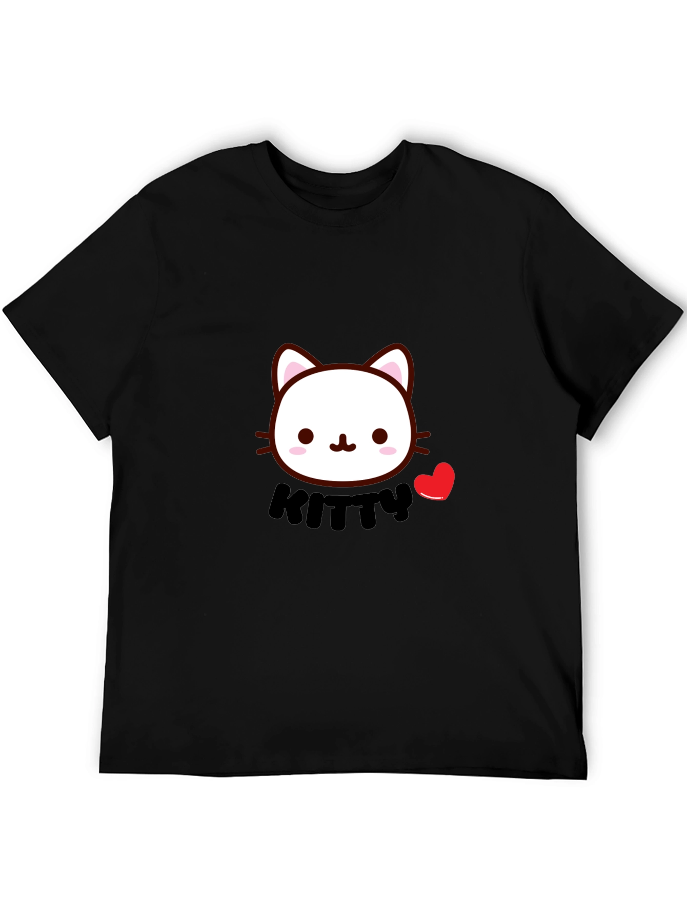 Cute Kitty T-Shirt - Black Cotton Tee