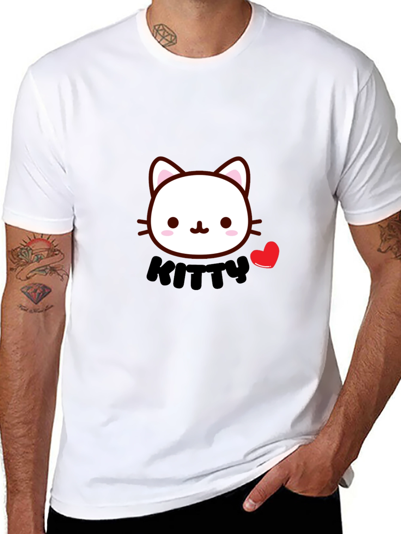 Cute Kitty T-Shirt - Black Cotton Tee