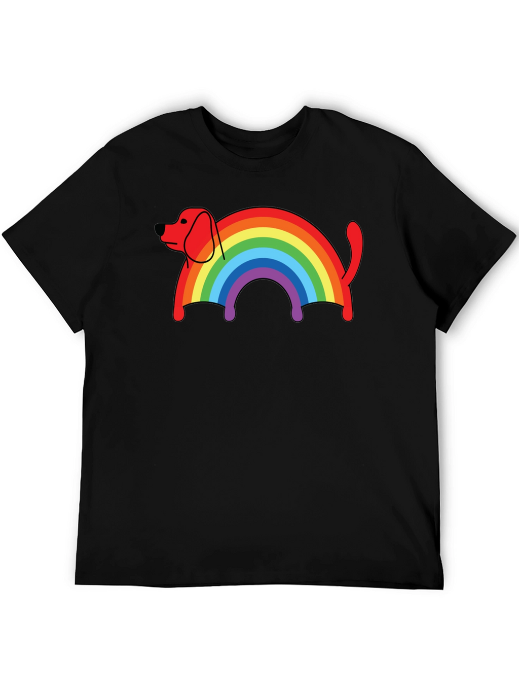 Rainbow Dog T-Shirt - Black Cotton Blend
