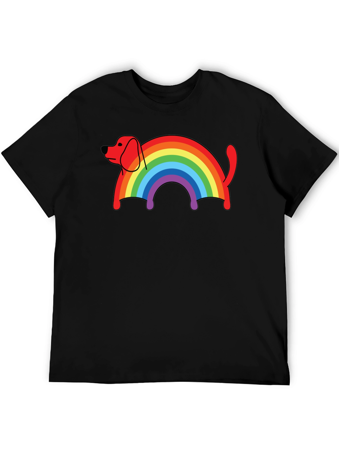 Rainbow Dog T-Shirt - Black Cotton Blend