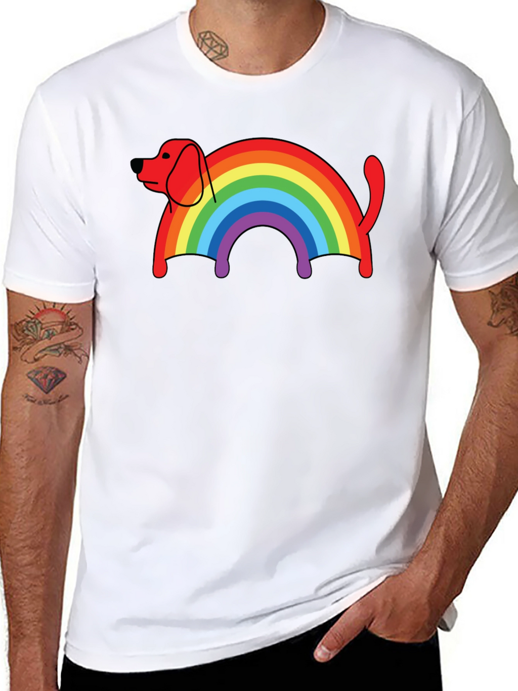 Rainbow Dog T-Shirt - Black Cotton Blend