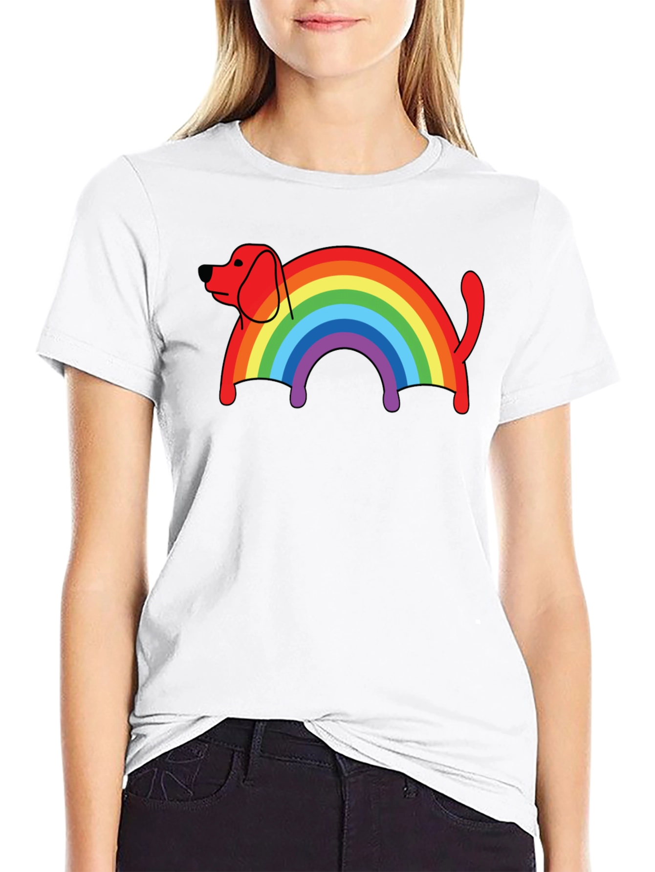 Rainbow Dog T-Shirt - Black Cotton Blend