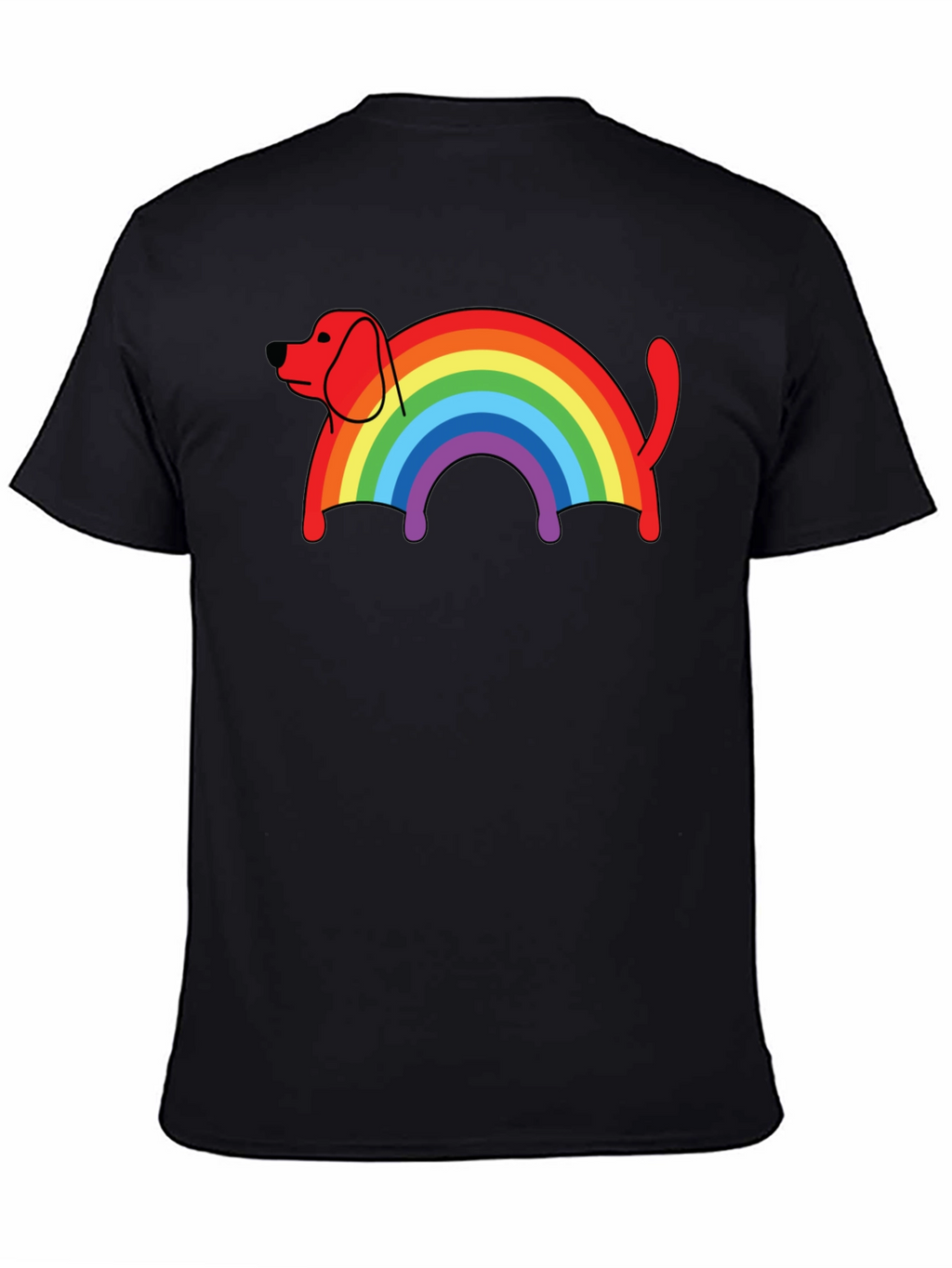 Rainbow Dog T-Shirt - Black Cotton Blend