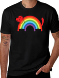 Rainbow Dog T-Shirt - Black Cotton Blend