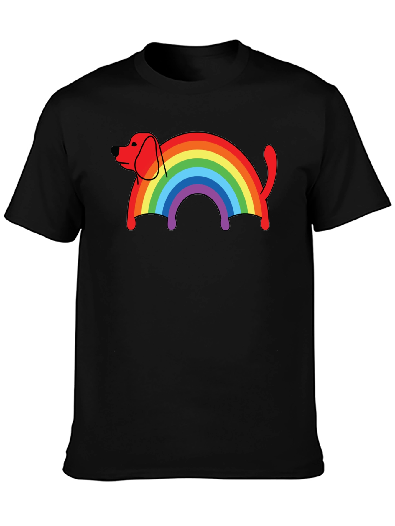 Rainbow Dog T-Shirt - Black Cotton Blend