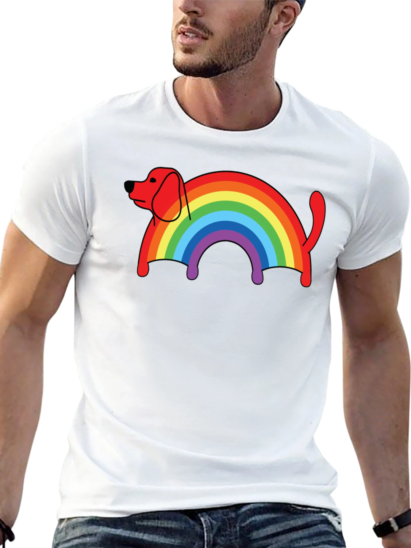 Rainbow Dog T-Shirt - Black Cotton Blend