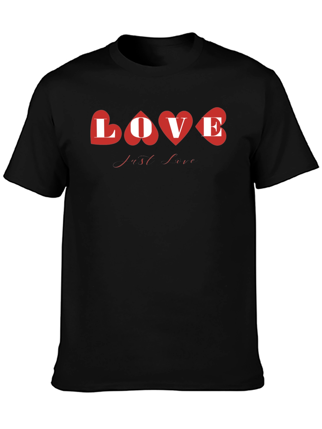 Love Heart Graphic Black T-Shirt
