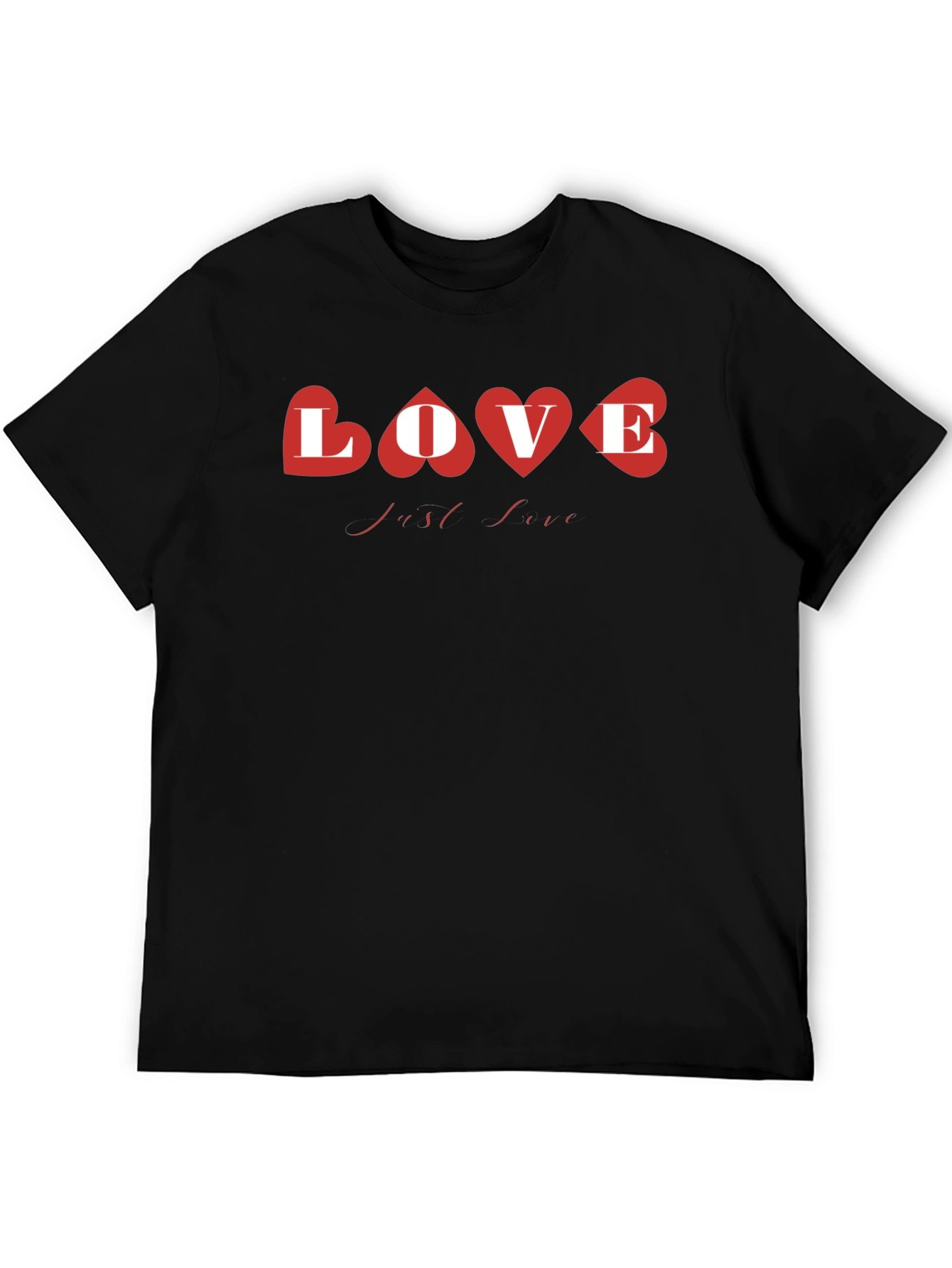 Love Heart Graphic Black T-Shirt