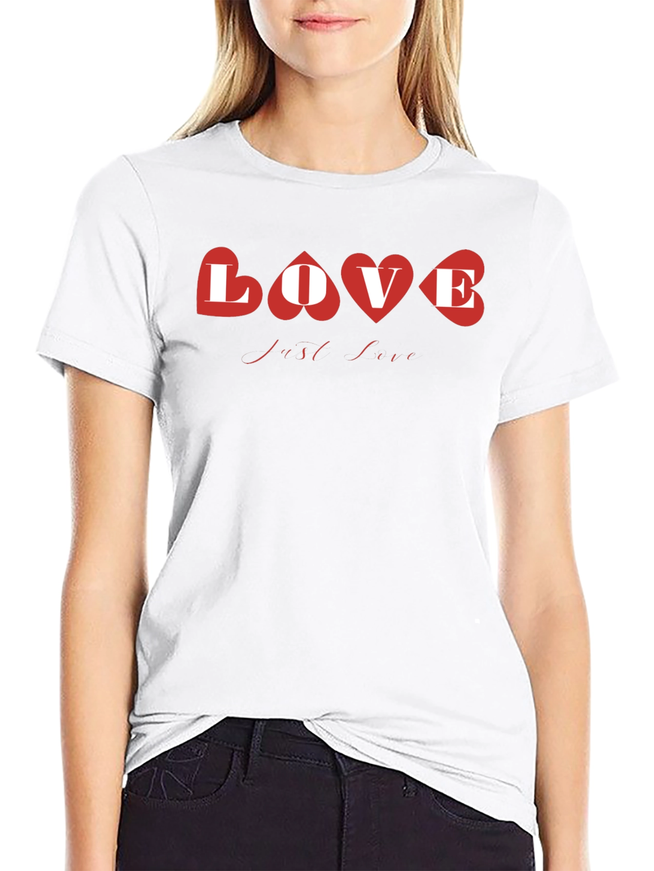 Love Heart Graphic Black T-Shirt