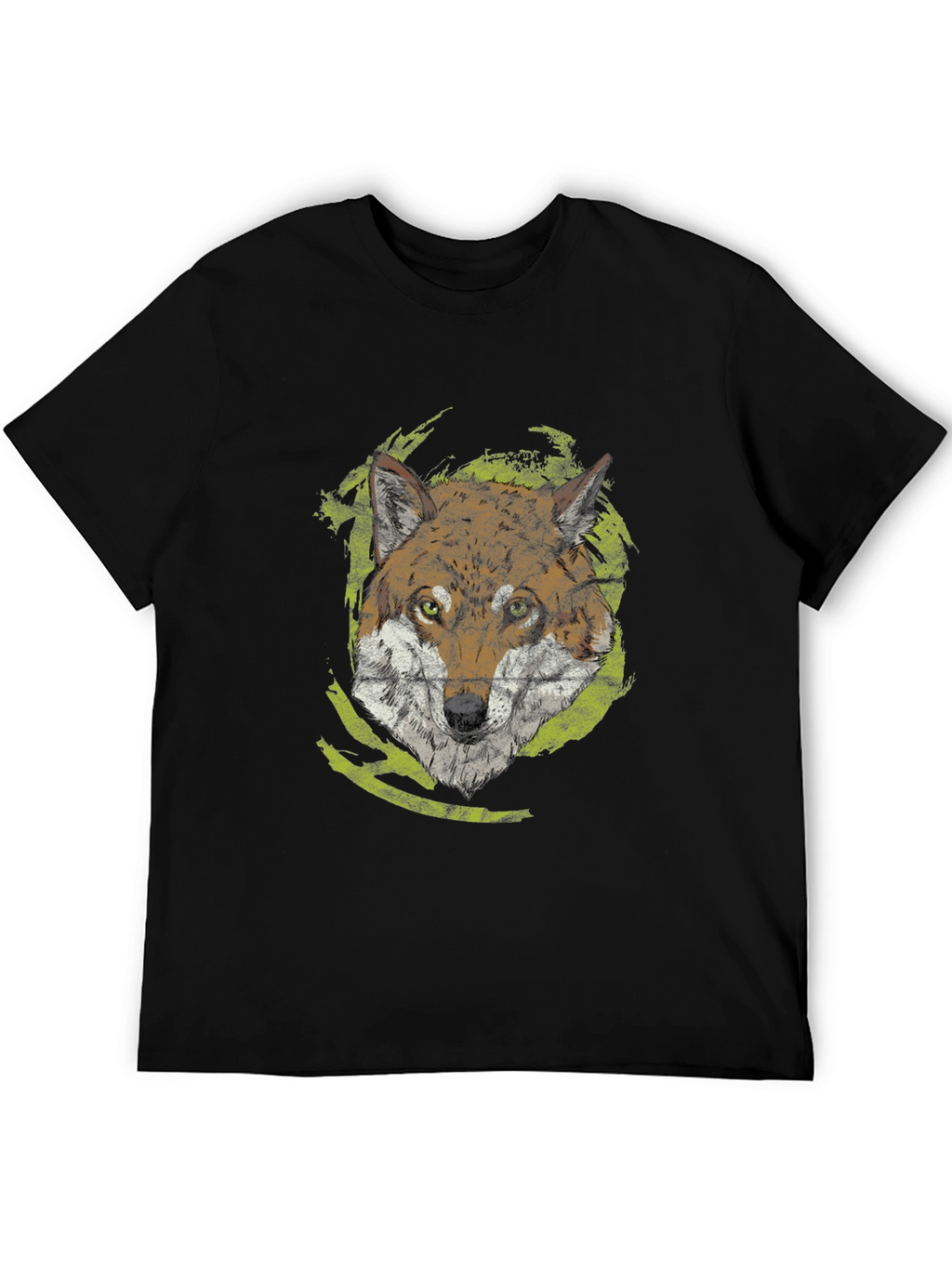 Wolf Graphic Tee - Black Cotton Casual Shirt