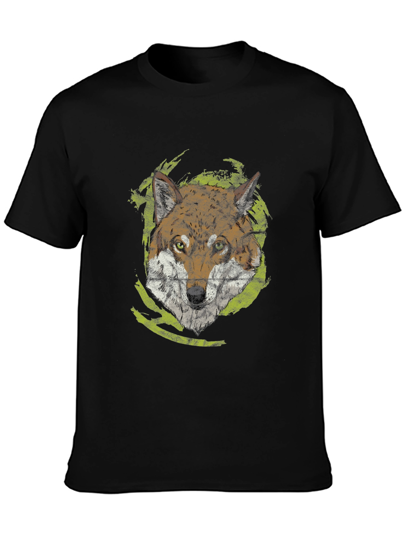 Wolf Graphic Tee - Black Cotton Casual Shirt