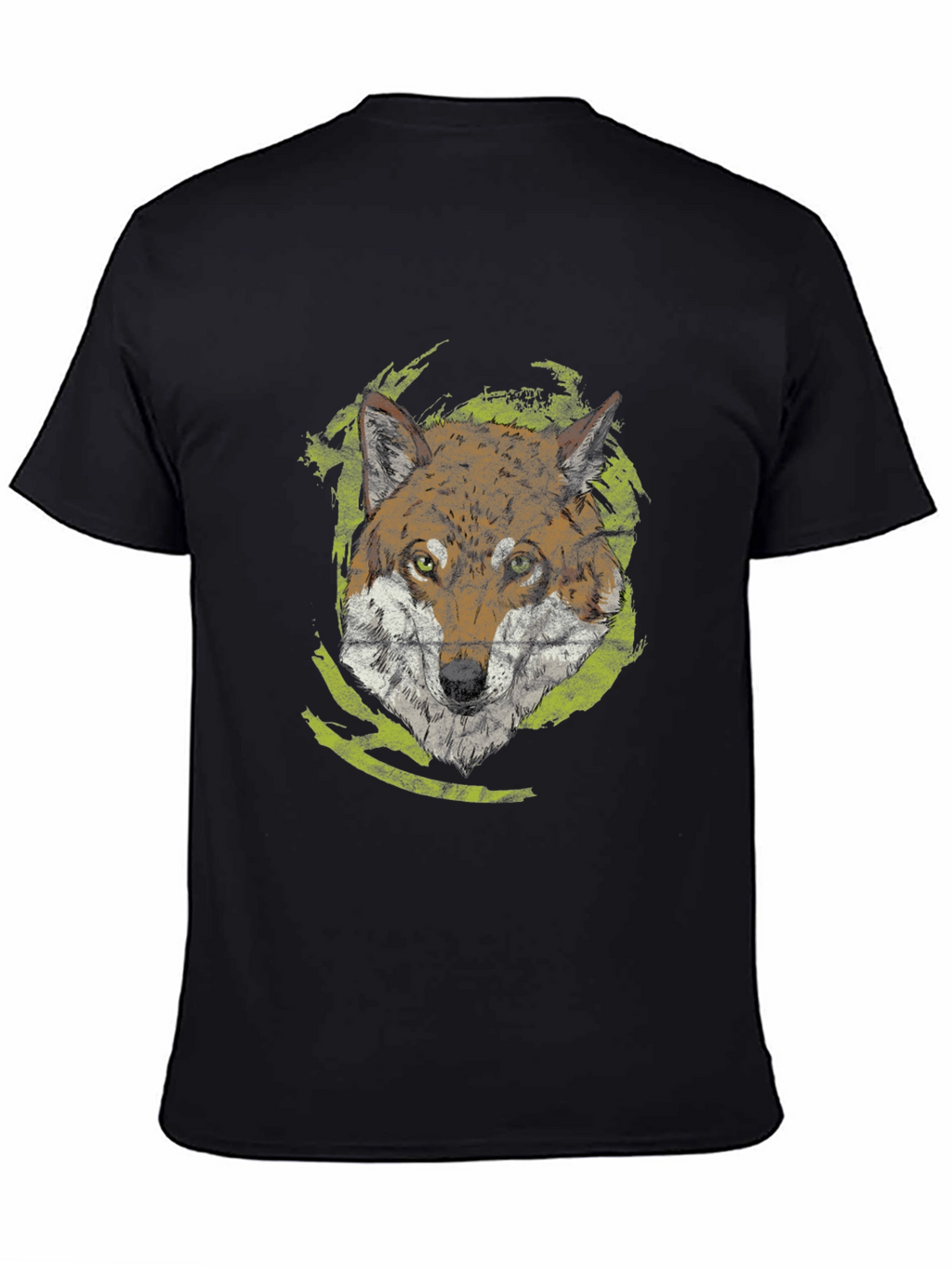 Wolf Graphic Tee - Black Cotton Casual Shirt