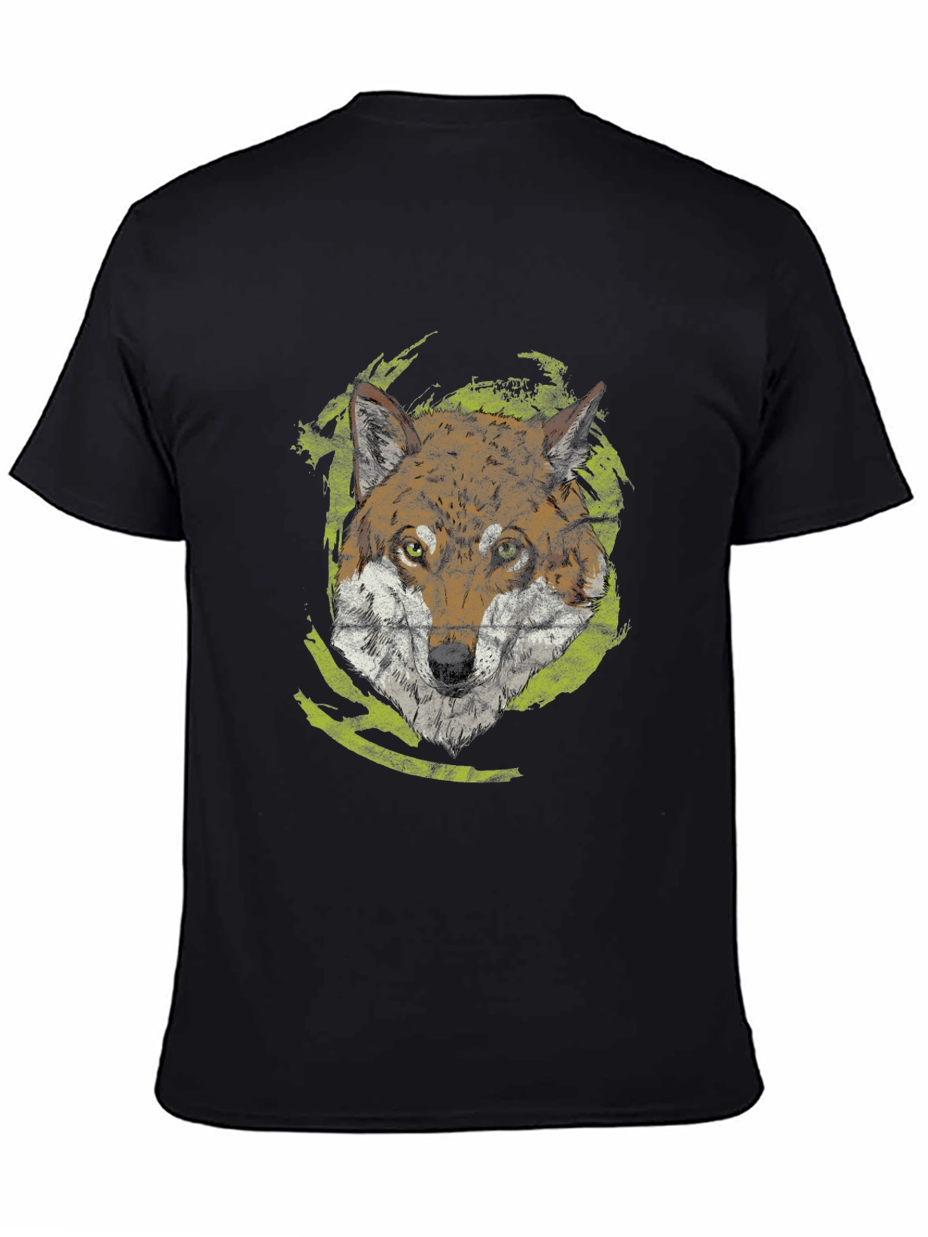 Wolf Graphic Tee - Black Cotton Casual Shirt
