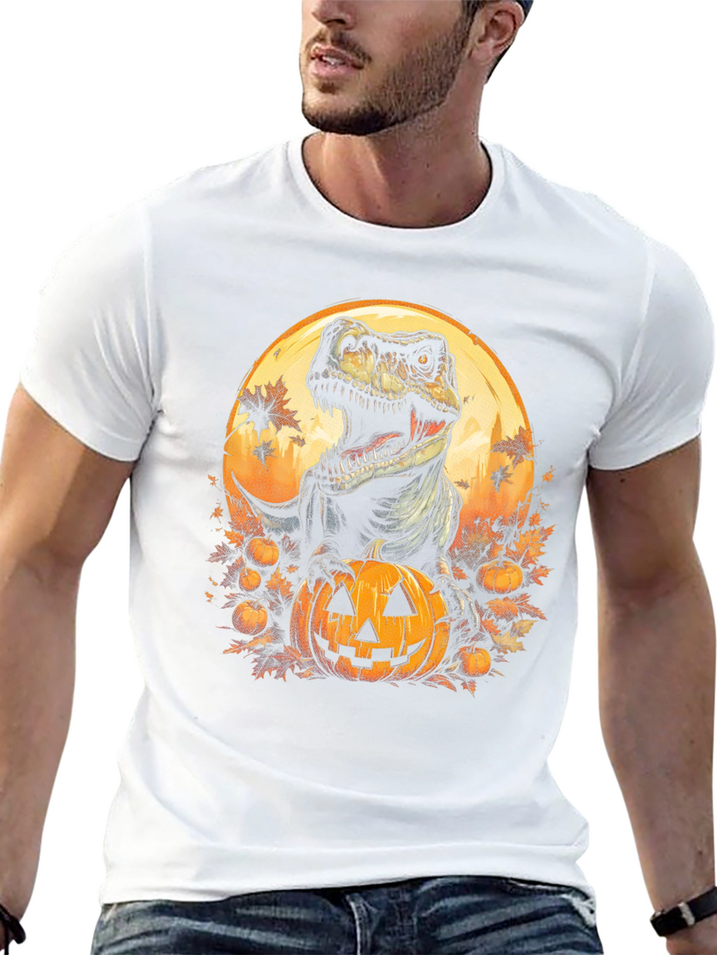 Dino Pumpkin Halloween T-Shirt