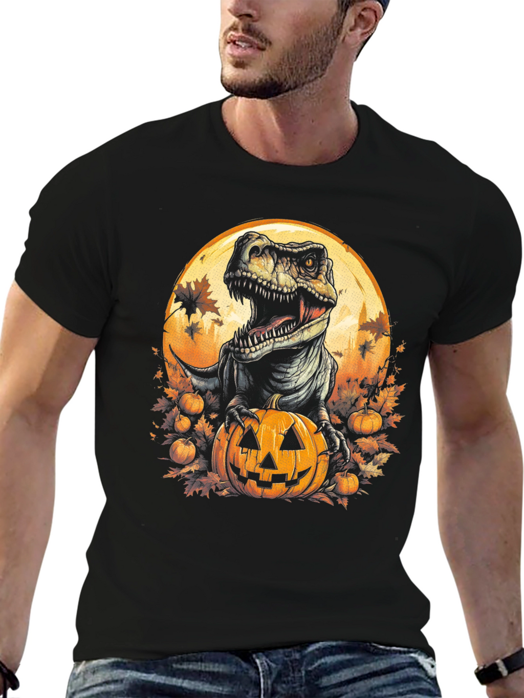 Dino Pumpkin Halloween T-Shirt