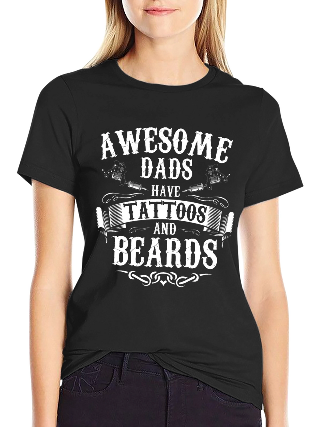 Awesome Dads Tattoos & Beards Black T-Shirt