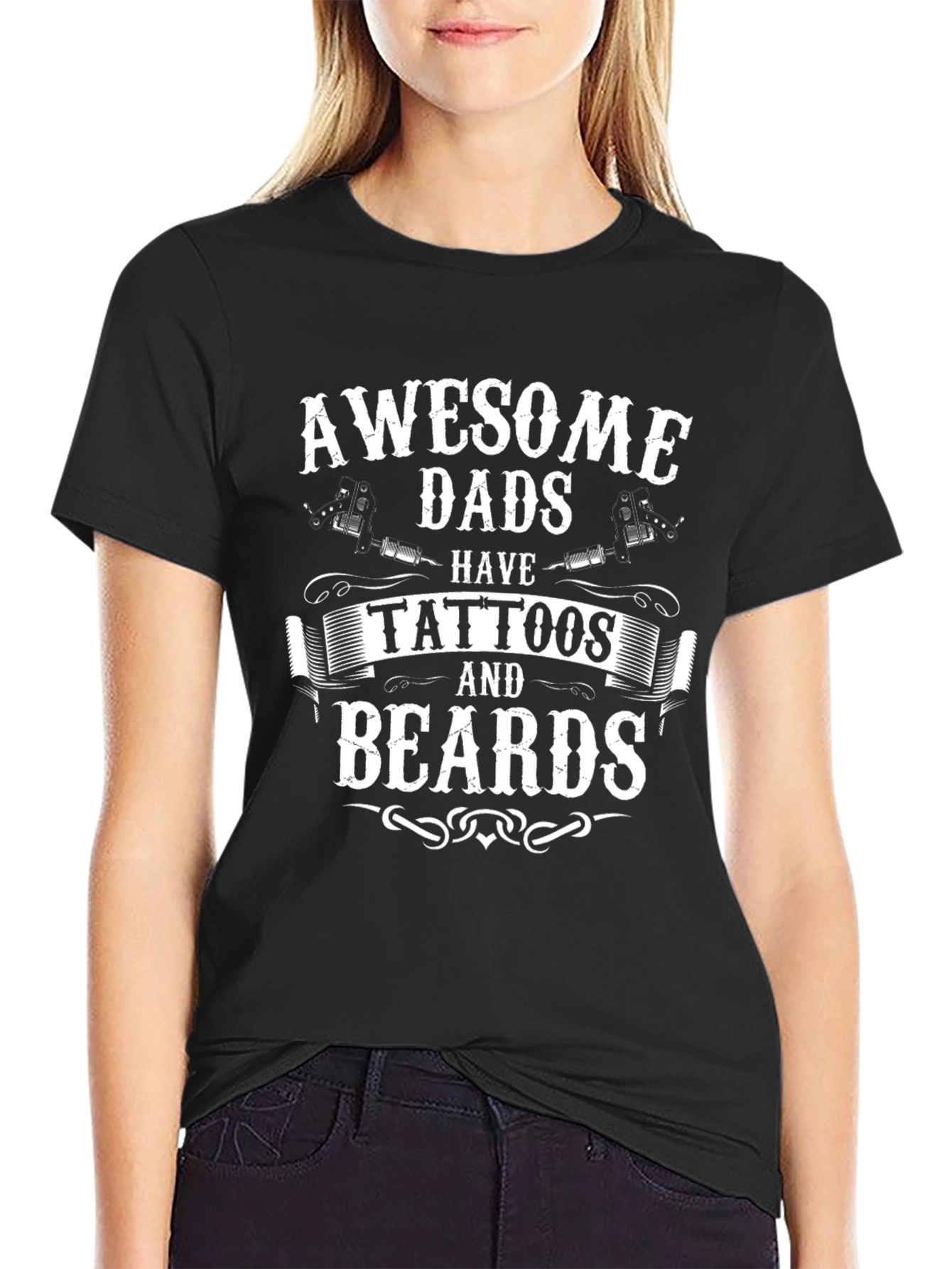 Awesome Dads Tattoos & Beards Black T-Shirt
