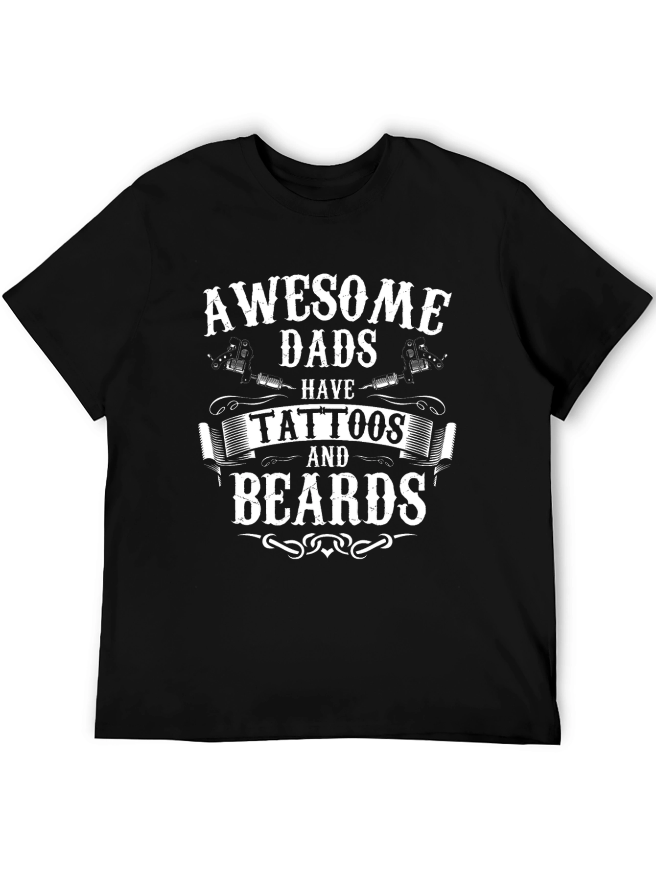 Awesome Dads Tattoos & Beards Black T-Shirt