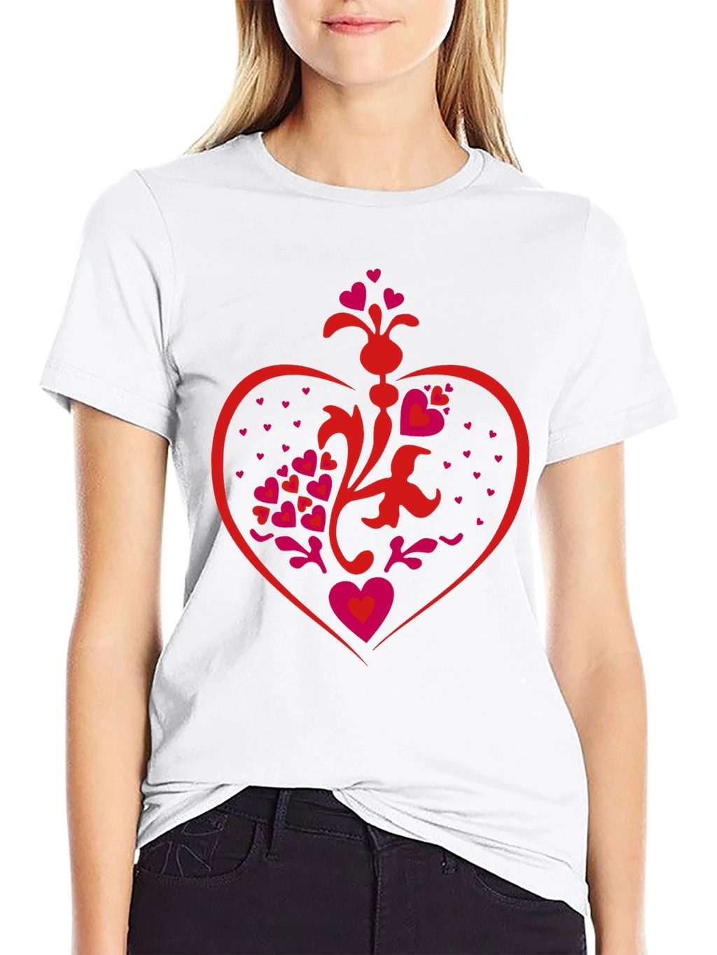 Heart Design Black T-Shirt
