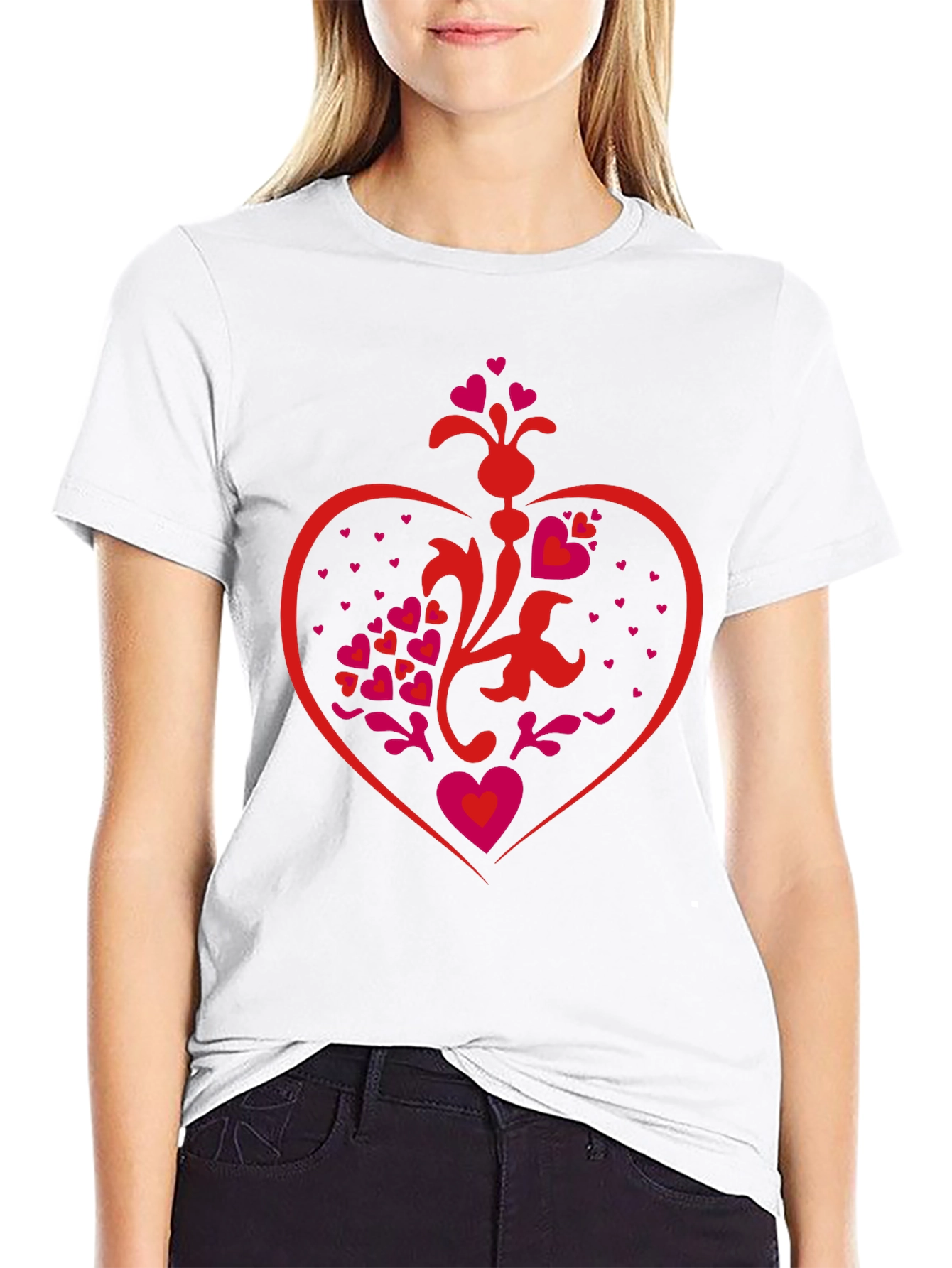 Heart Design Black T-Shirt