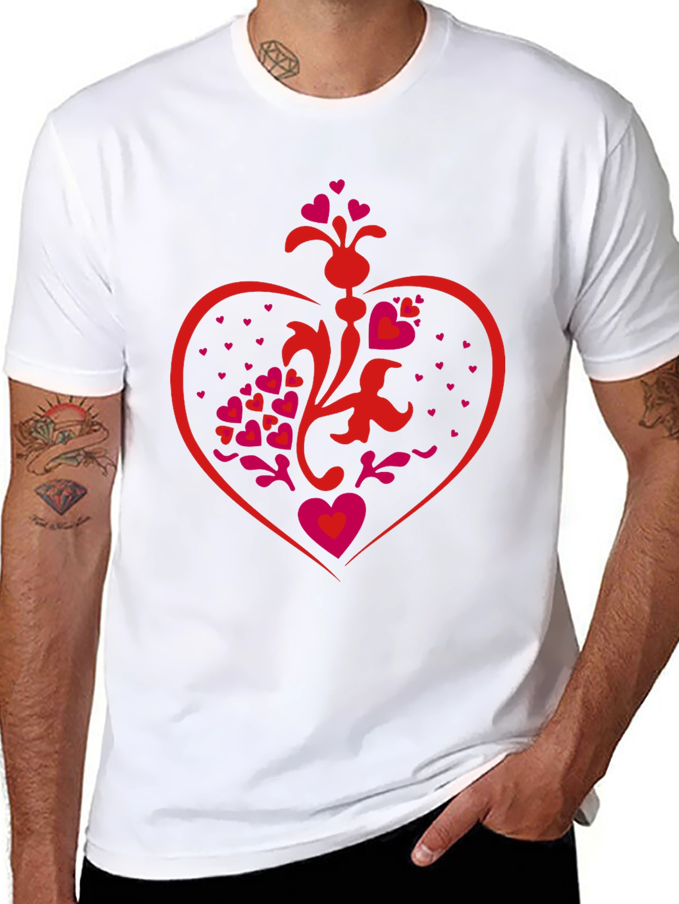 Heart Design Black T-Shirt