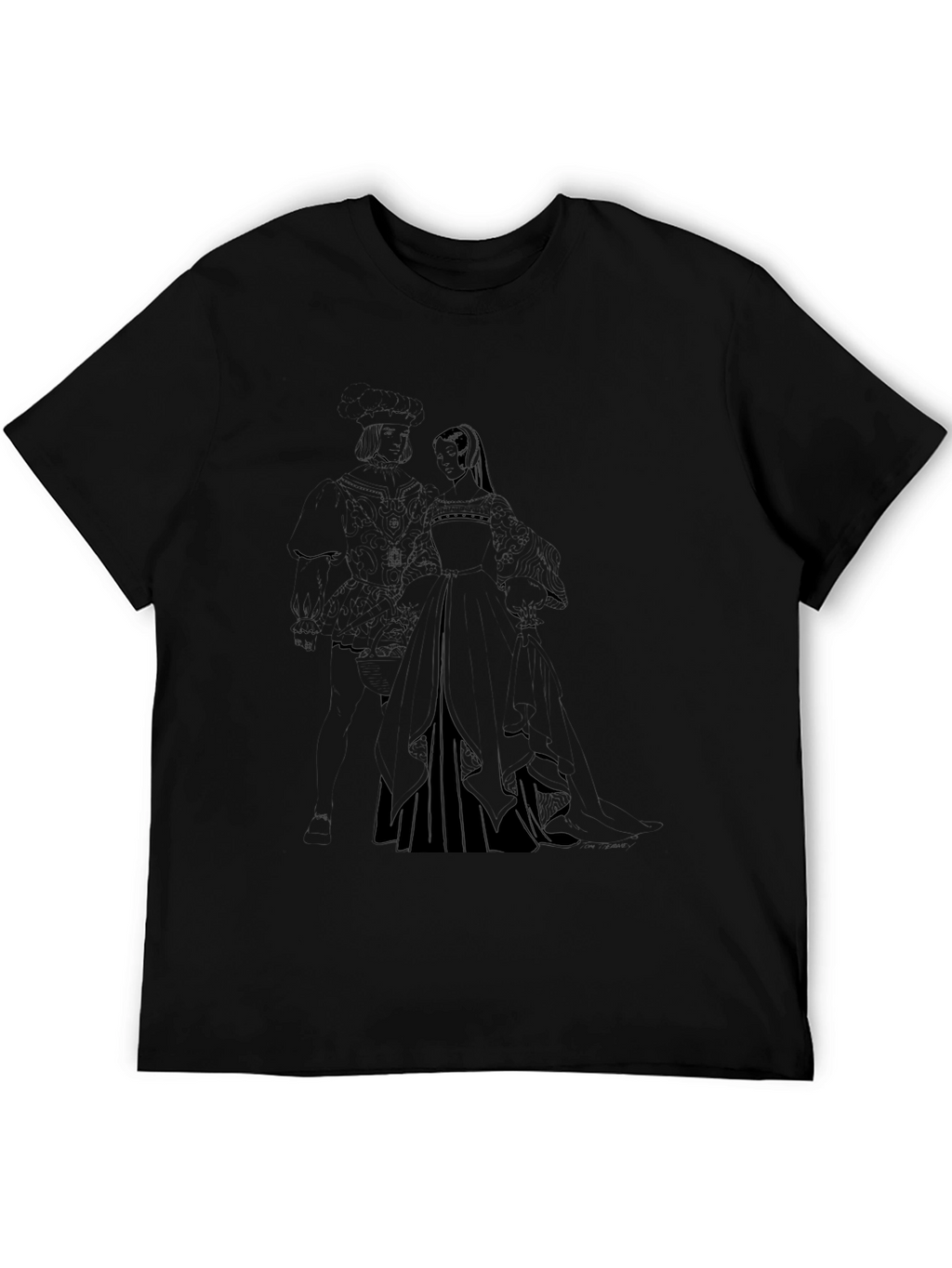 Medieval Couple Black Graphic Tee