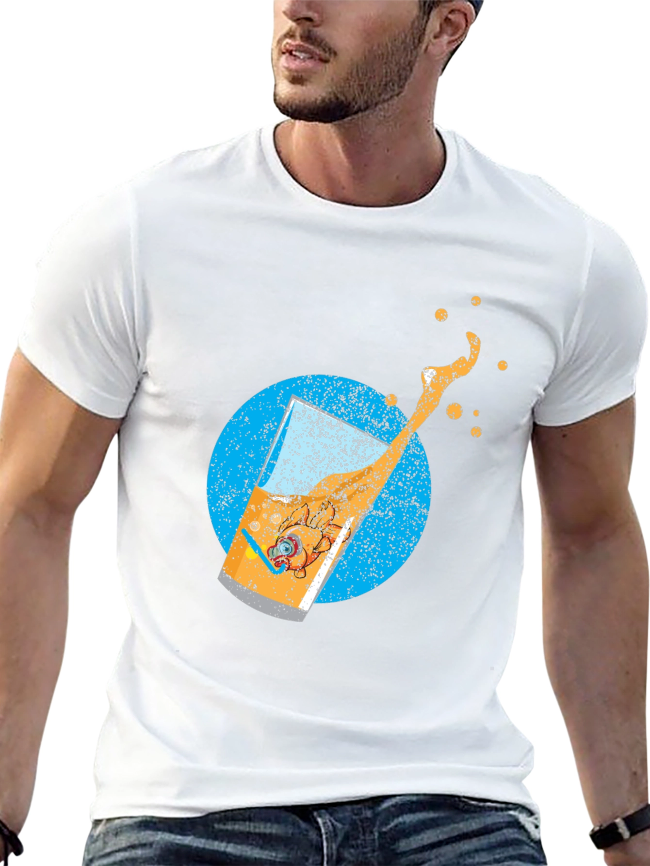Retro Beer Splash Graphic T-Shirt - Black