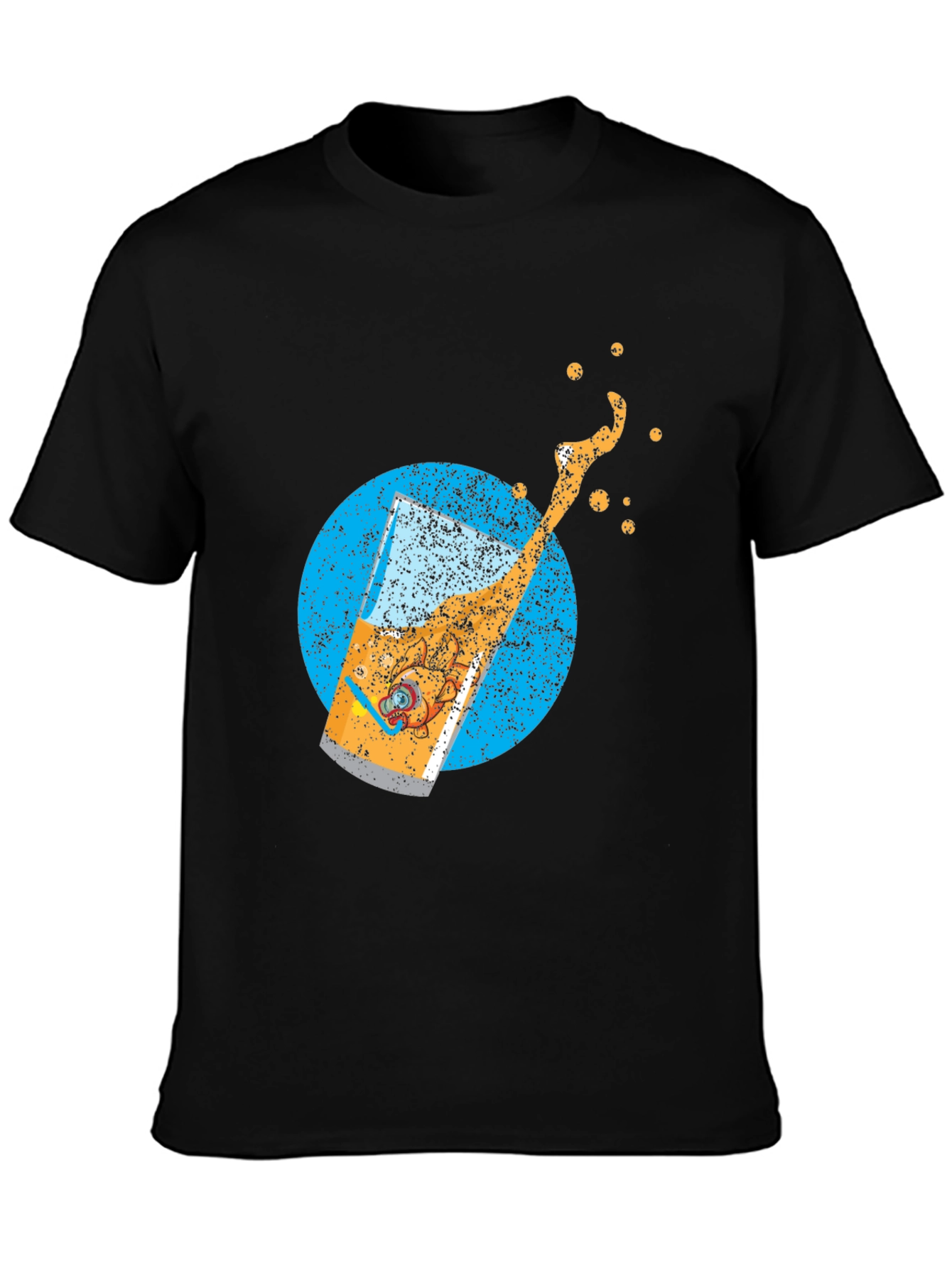 Retro Beer Splash Graphic T-Shirt - Black