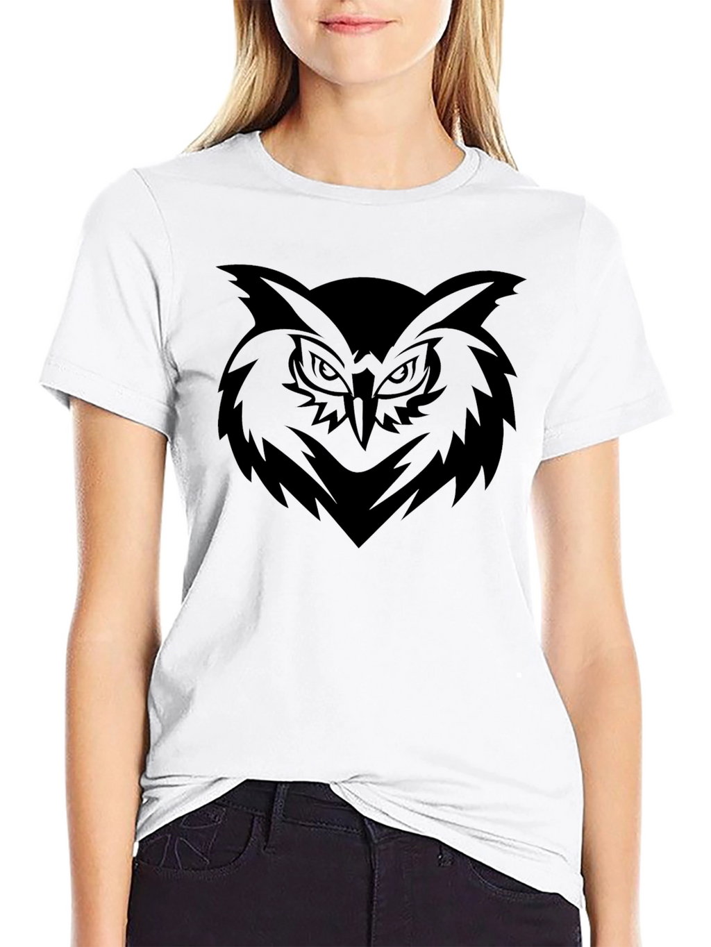Mens Black T-Shirt with Owl Graphic