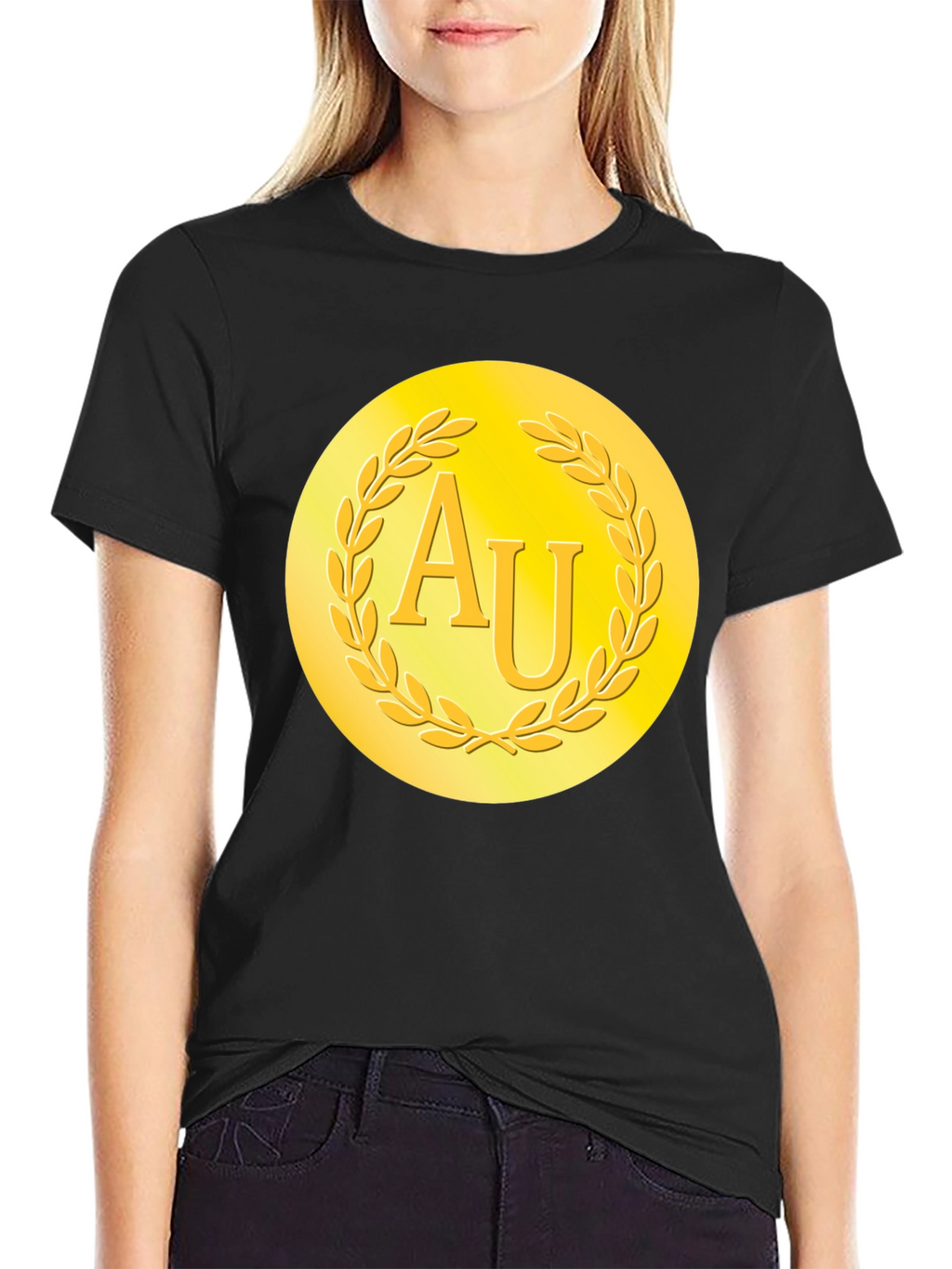 Gold AU Symbol Black T-Shirt