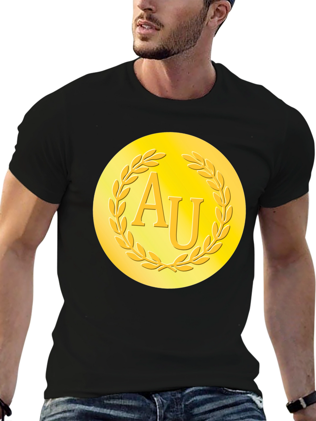 Gold AU Symbol Black T-Shirt