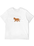 Cute Cat and Lion Graphic Black T-Shirt