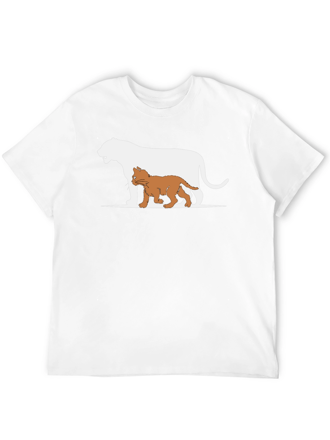 Cute Cat and Lion Graphic Black T-Shirt
