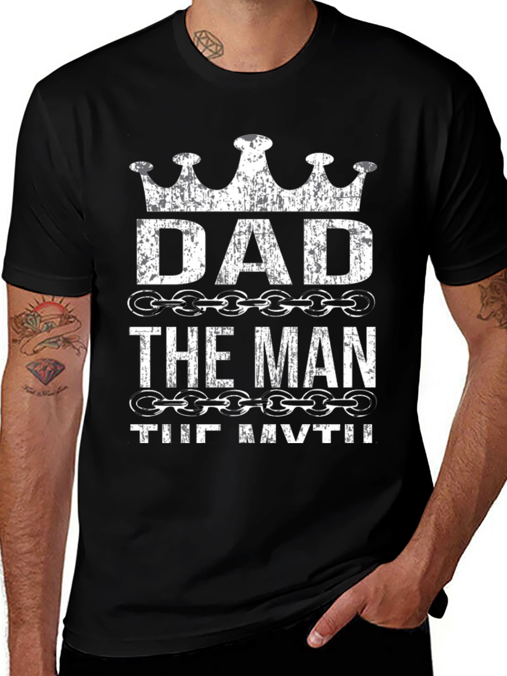 Dad the Man the Myth Black Graphic Tee