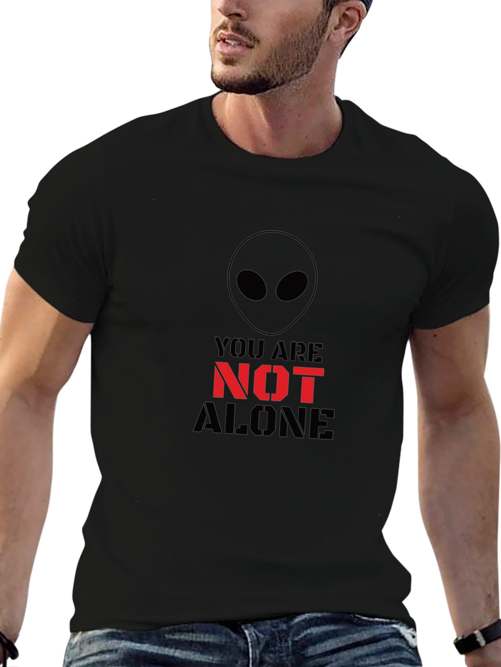 Alien You Are Not Alone Graphic Tee - Black