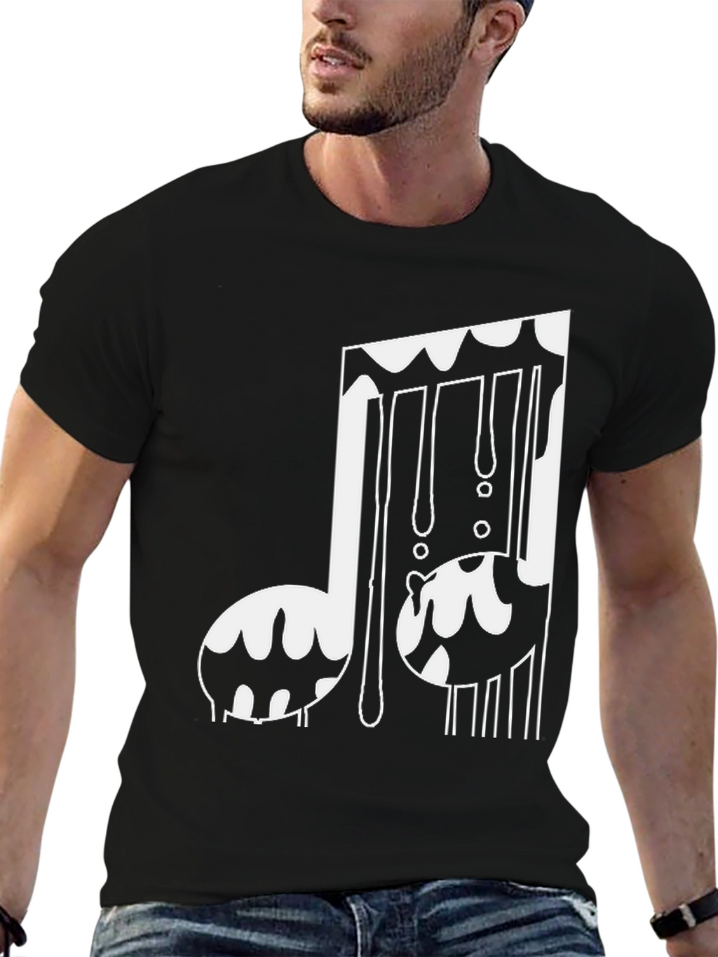 Melting Music Note Black Tee