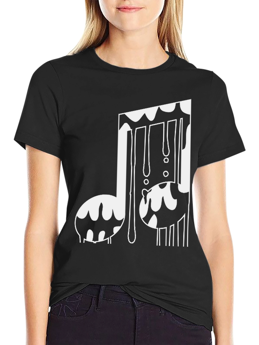 Melting Music Note Black Tee