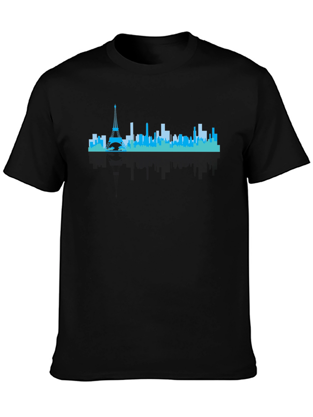 Paris Skyline Graphic Tee - Black Crew Neck Shirt