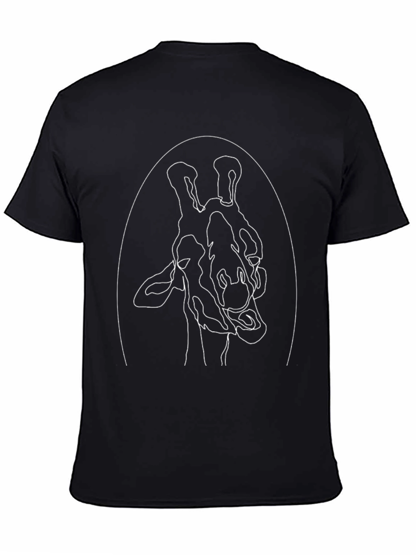 Giraffe Outline Graphic Tee - Casual Black T-Shirt