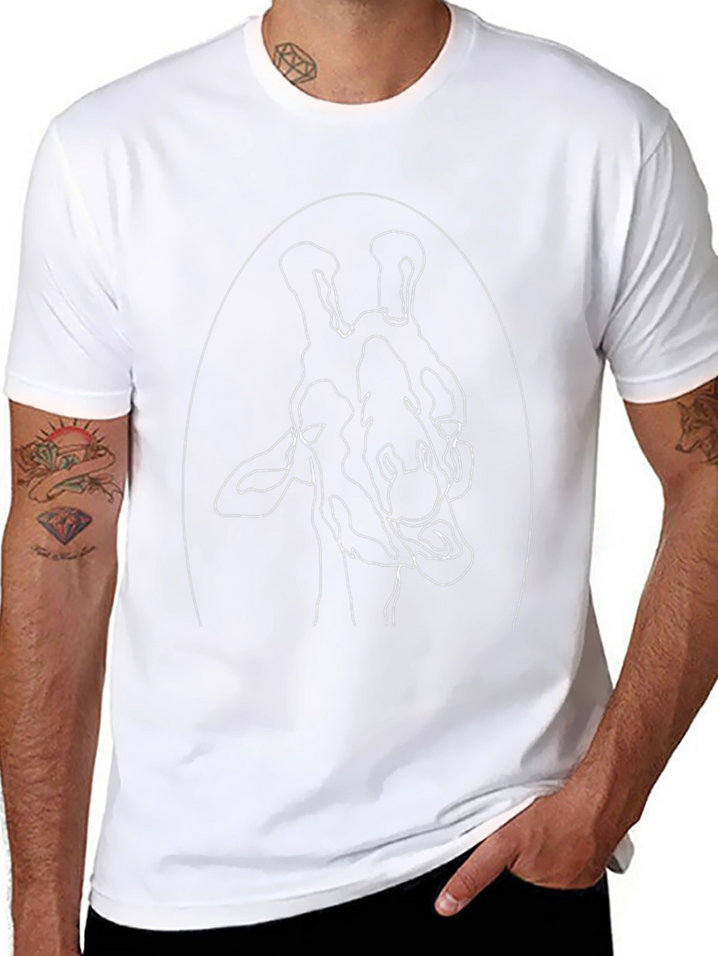 Giraffe Outline Graphic Tee - Casual Black T-Shirt