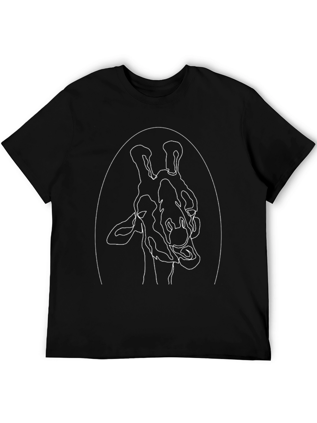 Giraffe Outline Graphic Tee - Casual Black T-Shirt