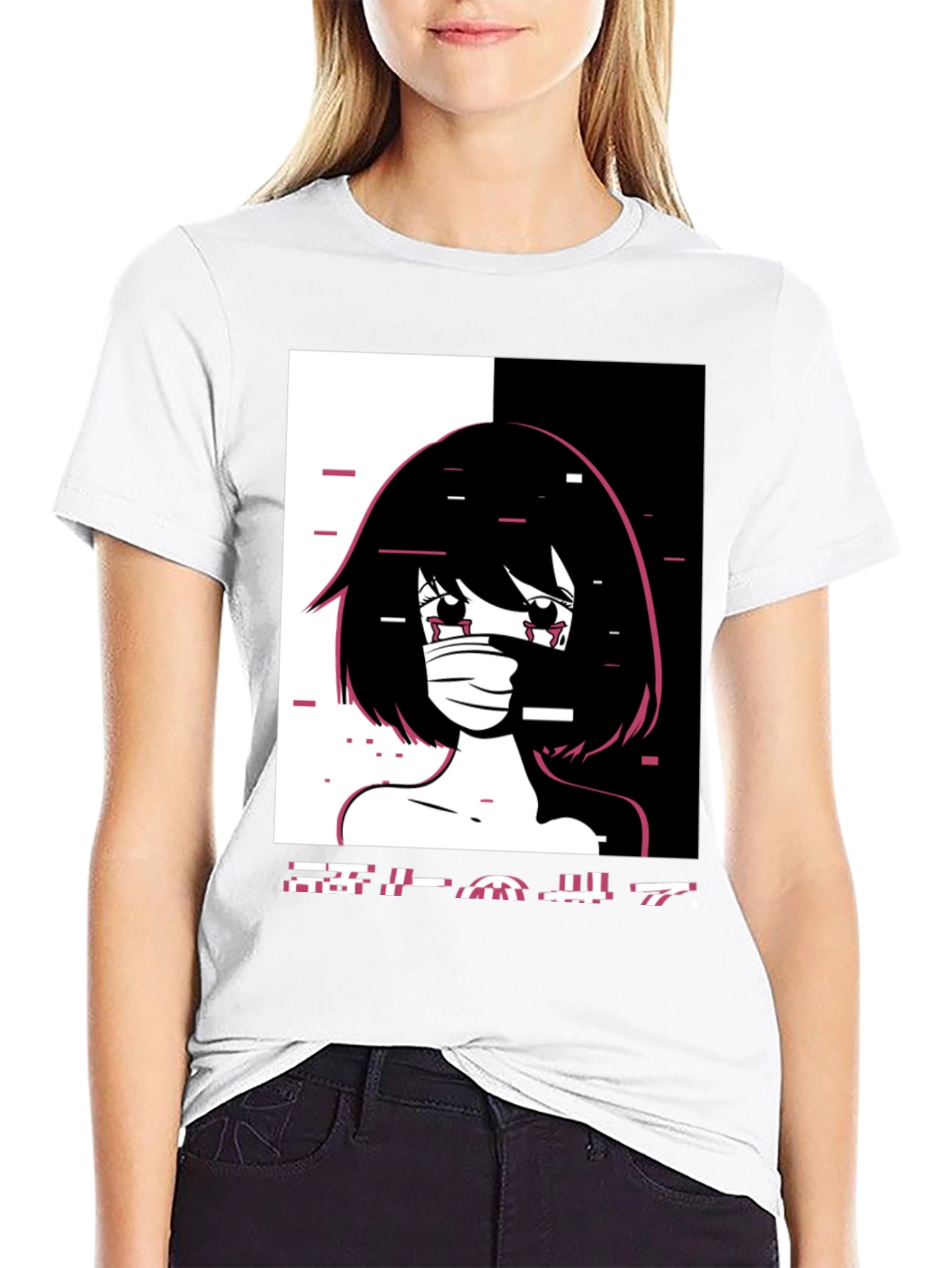 Anime Girl Graphic Black T-Shirt