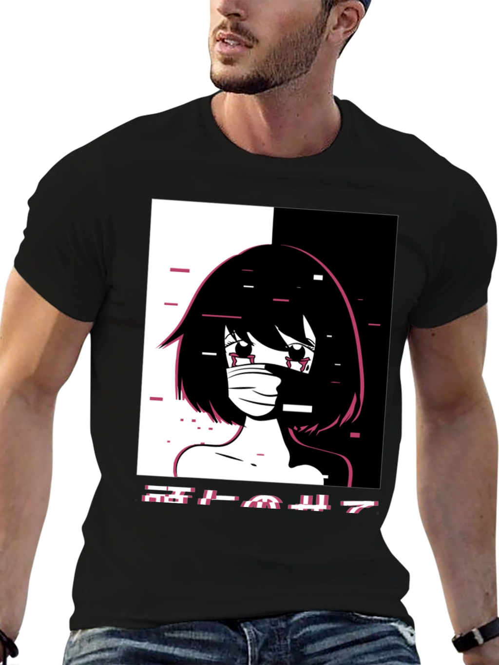 Anime Girl Graphic Black T-Shirt