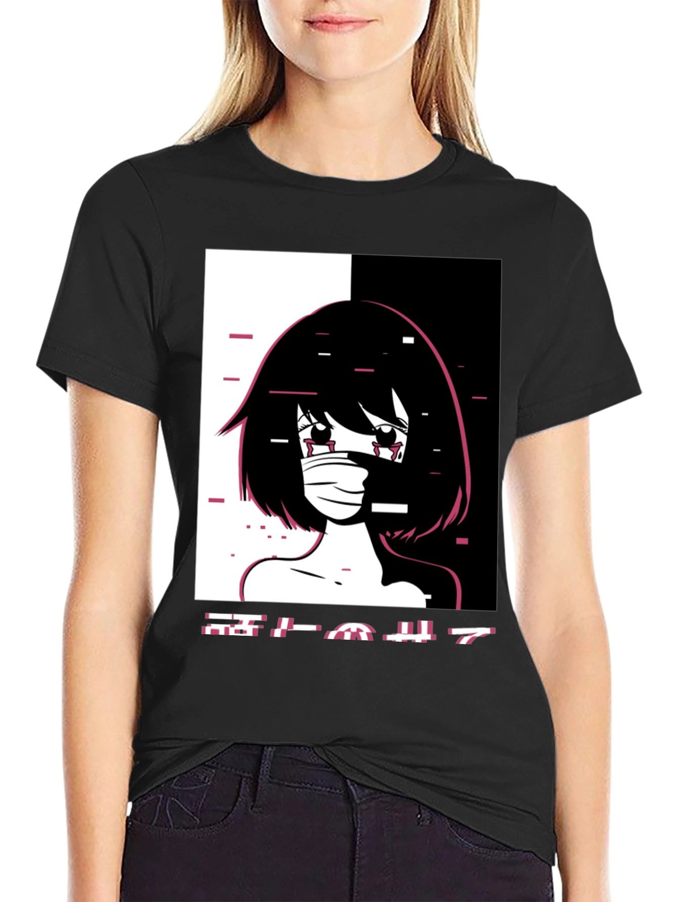 Anime Girl Graphic Black T-Shirt