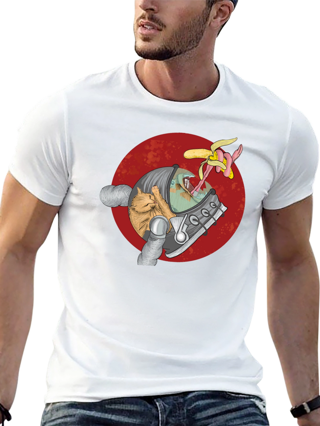 Astronaut Cat & Alien Banana T-Shirt