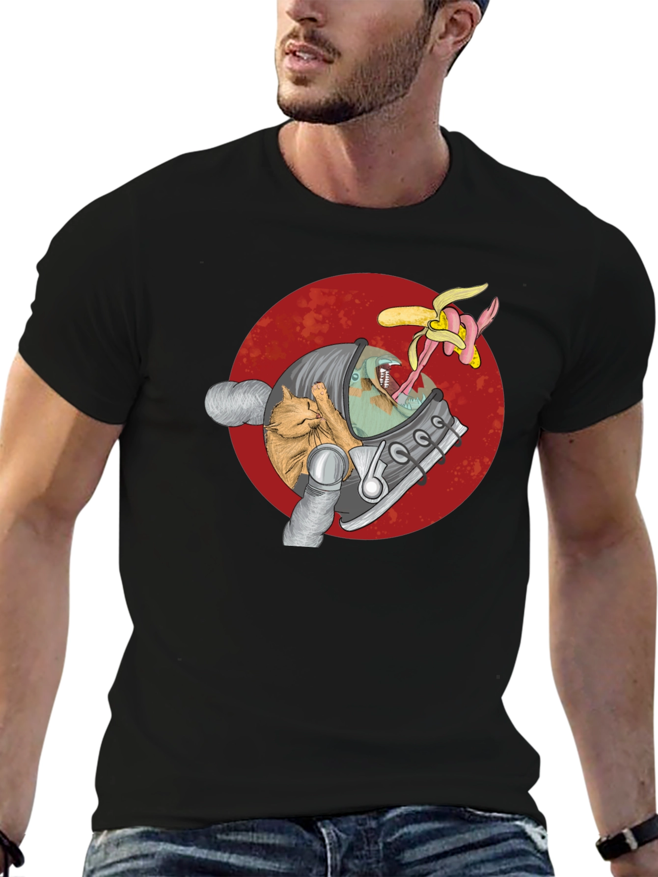 Astronaut Cat & Alien Banana T-Shirt